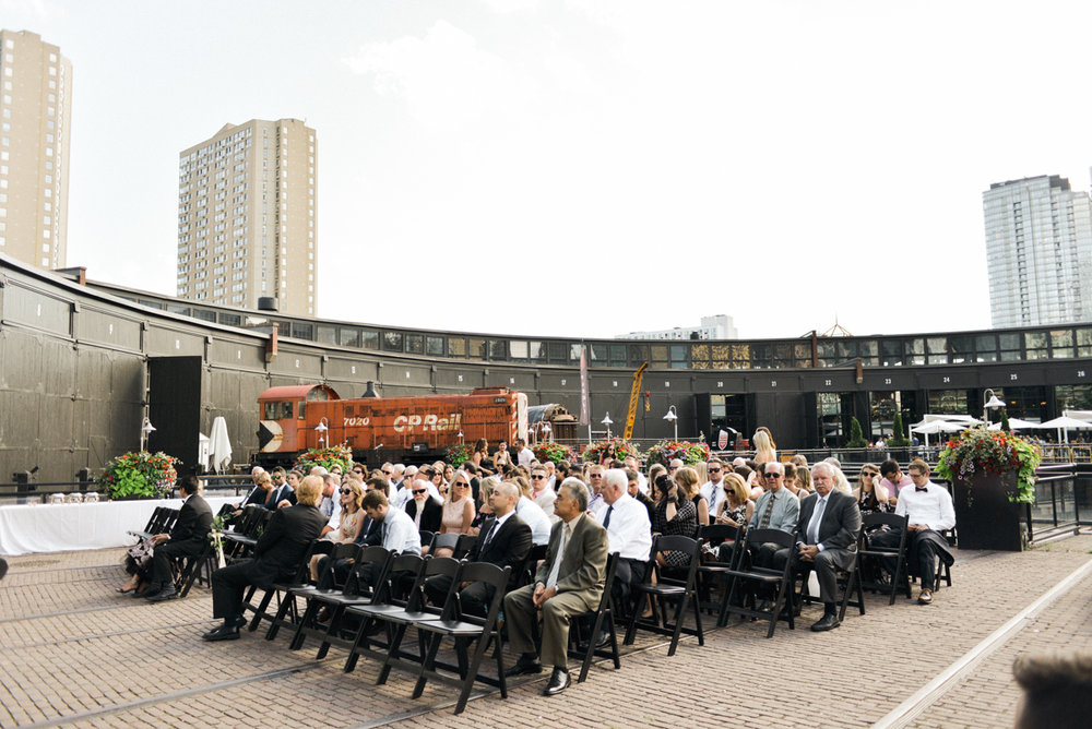 ceremony at steam whistle wedding