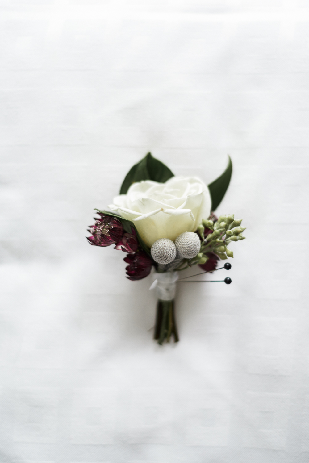 White rose boutonniere