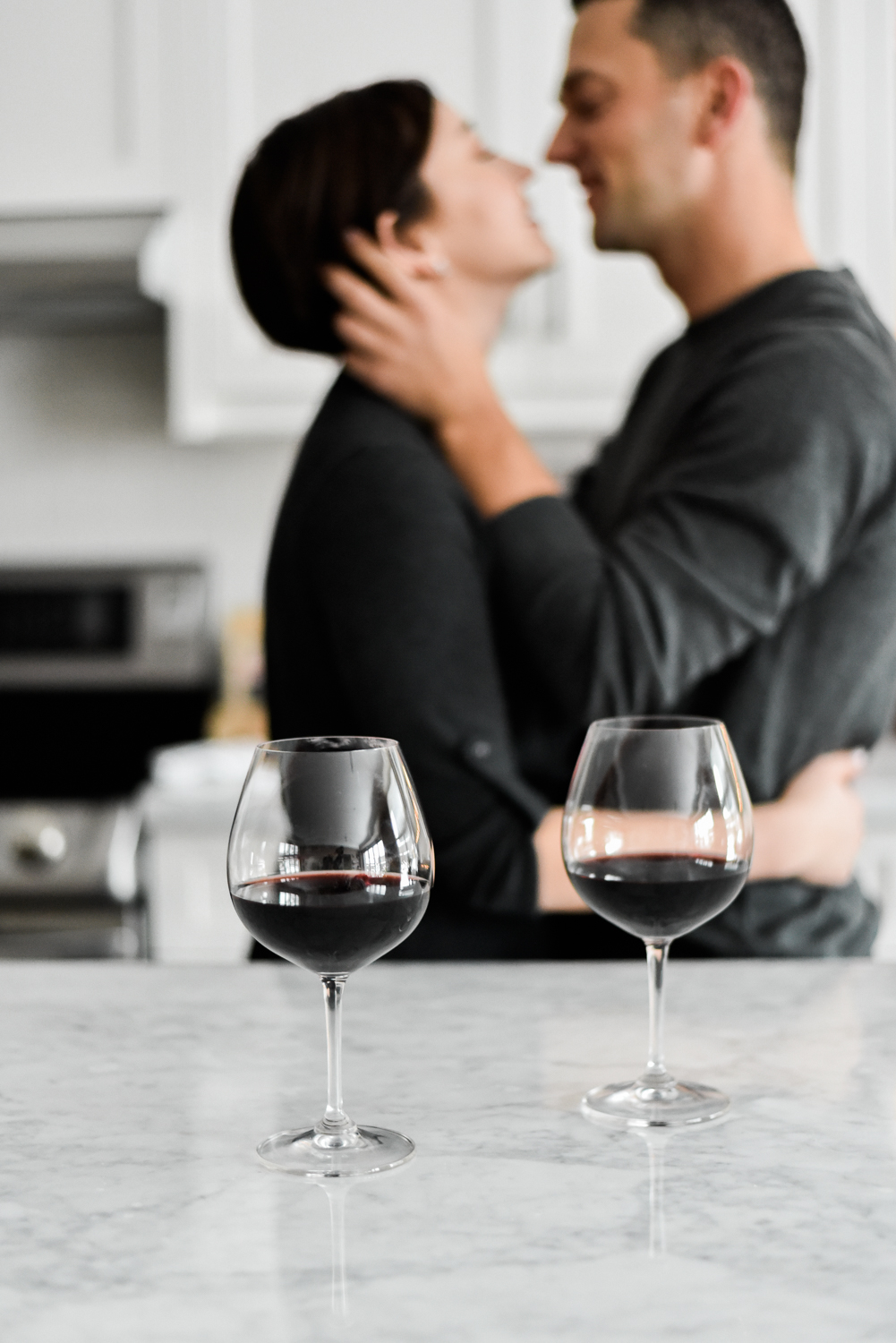 Red wine for this winter engagement session