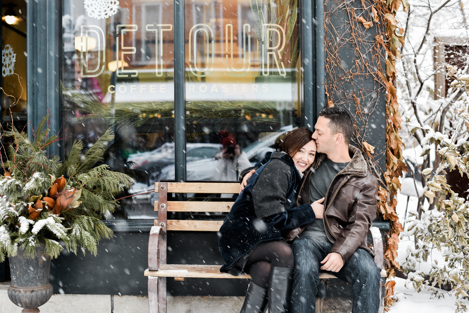 Winter Engagement session at Detour Coffee