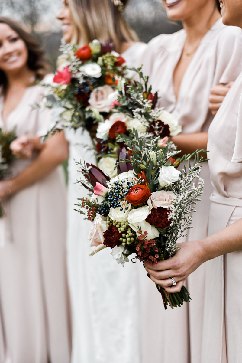 Fall bouquets with reds and purples