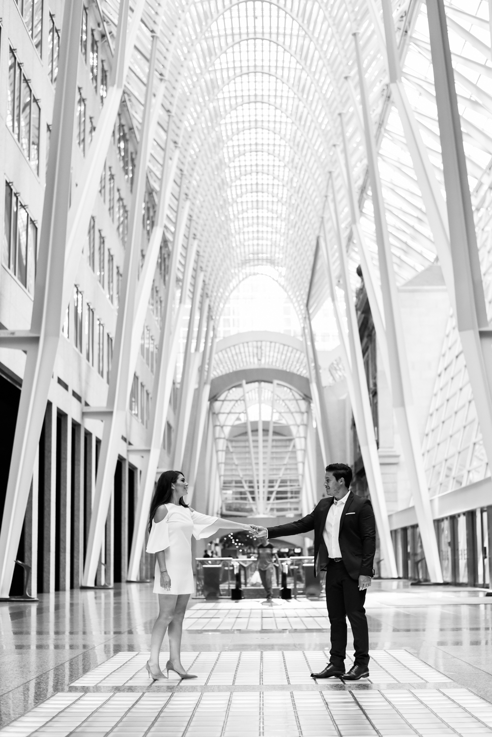 Engagement photo at BCE place in Toronto