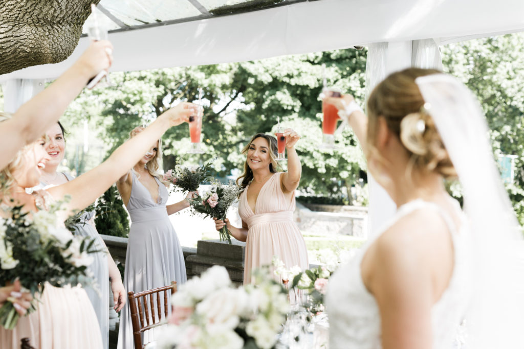 Bridemaids cheers at graydon hal