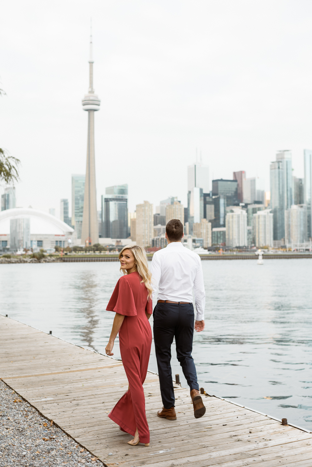 Engagement photo with Toronto skyline