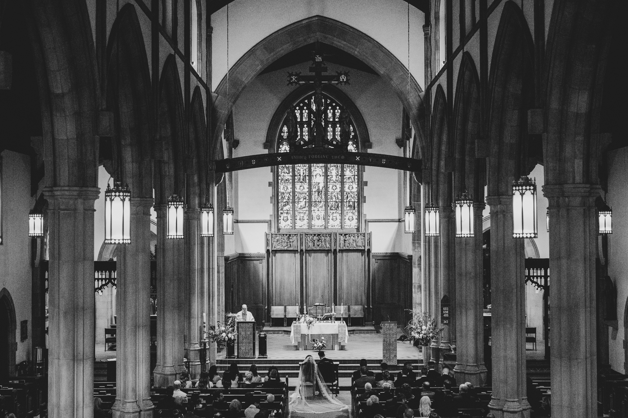Photo from the balcony during a ceremony at holy rosary church in Toronto