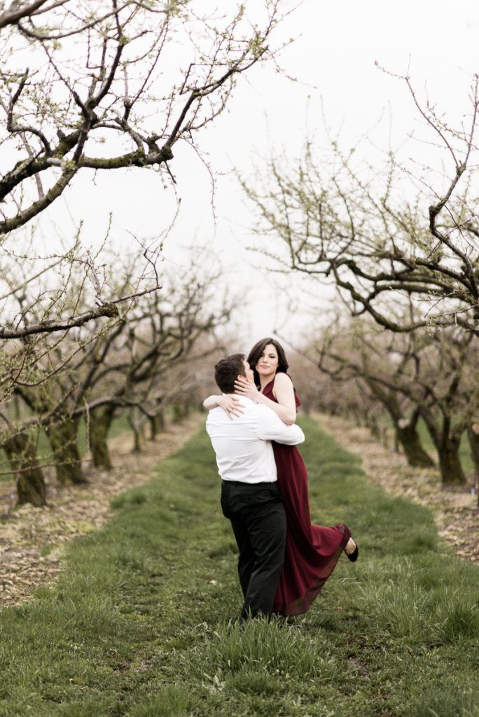 Niagara-on-the-lake Engagement Session in an orchard